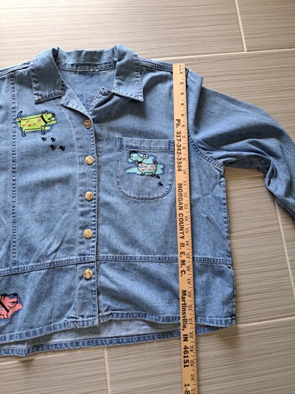 Christopher & Banks Dog Graphic 2 Piece Set Women's Denim Jacket Embroidered L - Picture 10 of 10